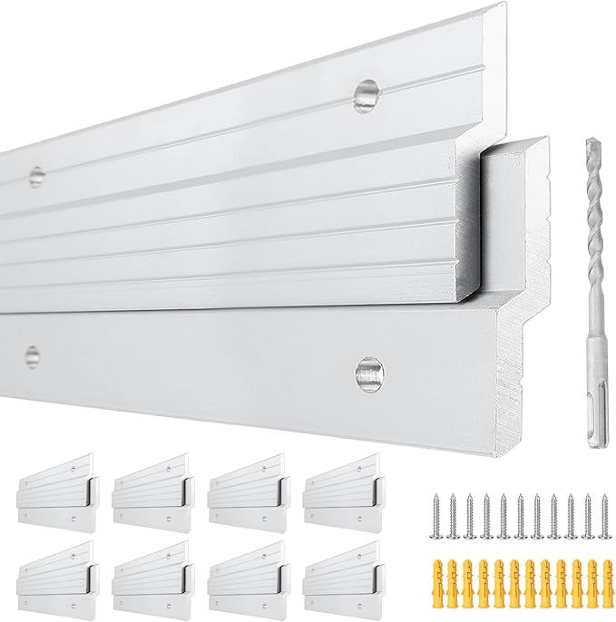 French Cleat Hanger 30 inch - 8 Pairs Heavy Duty Aluminum Alloy Picture Hanging Kit Z Bar Clips Wall Mounting 200 lbs Load Interlocking Brackets Mirror Hanging Hardware Frame Hanger