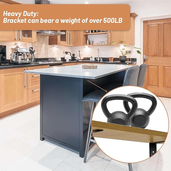 Premium Heavy Duty Countertop Brackets 14 inch 4 Pack (2/5" Thick),Granite Countertop Support 12" x 6" x 2 1/2",Shelf L Bracket Metal Corbels Suitable for Quartz,Wood,Concrete and Laminate Countertops