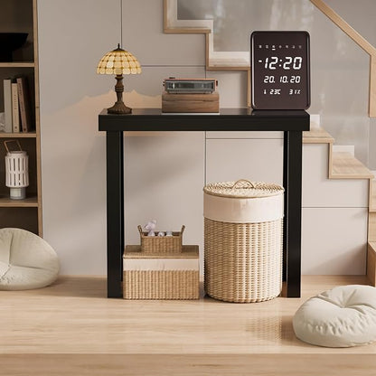 VINGLI 35.4" Black Entryway Table, Solid Wood Console Table, Narrow Sofa Table Behind Couch, Thin, for Living Room, Entrance, Hallway, Foyer, Bedroom, Office