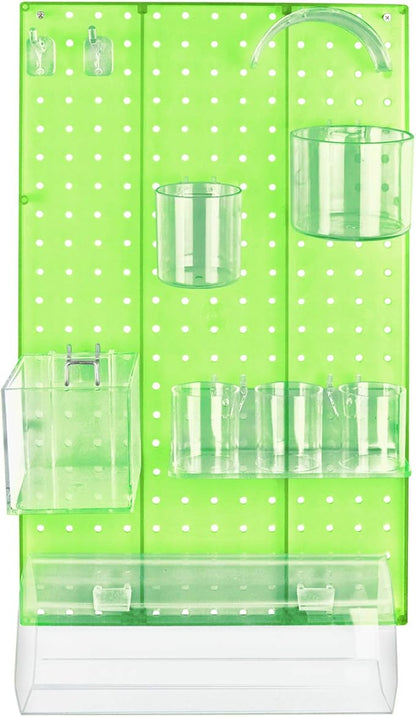 Azar Displays 900940-GRE The DIY Multi-Purpose 10-Piece Pegboard Wall Organizer Kit with One Panel and Accessory Assortment: Hooks, Bins, Headband Holder, Cylinder and Cups. Peg Wall Storage System