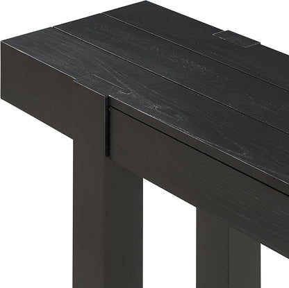 47.2" Rustic Minimalist Console Table with Hidden Drawer,Side Power Outlet,Wood Entryway Table for Entryways,Living Room,Home Office,Black