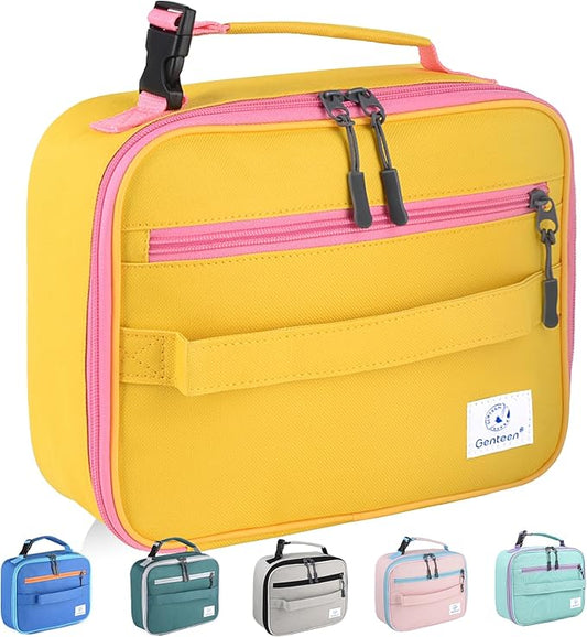 Genteen Lunch Box Lunch Bag for Kids Girls,Insulated Lunch Bag Women,Reusable Lunchbox for School,Work,Outdoor (Yellow)