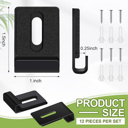 12 Pcs Metal Mirror Holder Clips for Wall Mounting Heavy Duty Frameless Mirror Hangers Hooks Hardware Mounting Clip for Wall Tile Billboard Display(Black,1/4 Inch)