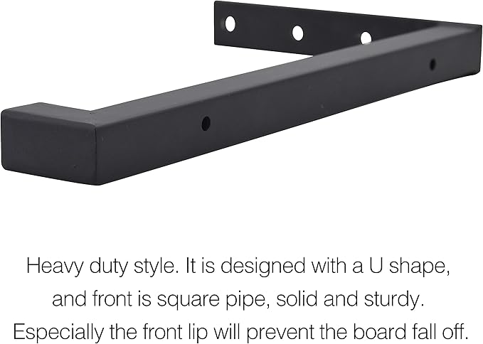 OVOV 2 Pack Heavy Duty Shelf Brackets Wall Mounted Industrial Farmhouse Floating Shelf Brackets with Lip