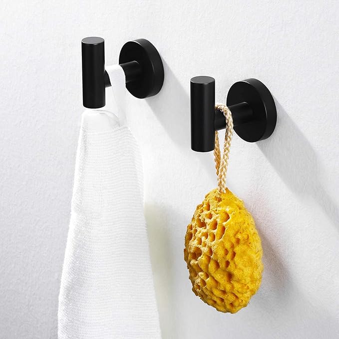 KES Bathroom Towel Hook Robe Hook Shower Kitchen Wall Hanging Hooks Wall Mount SUS 304 Stainless Steel Matt Black 2 Pack, A2164-BK-P2