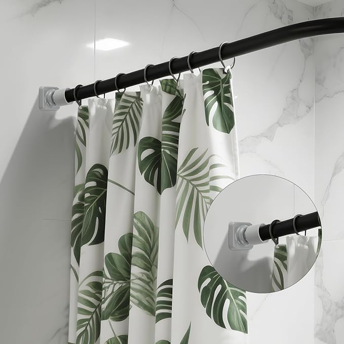 L Shape Shower Curtain Rod Holder - 25mm Angled Mount with Swivel Joints & Hardware Kit, Drilling Required (2, Grey)