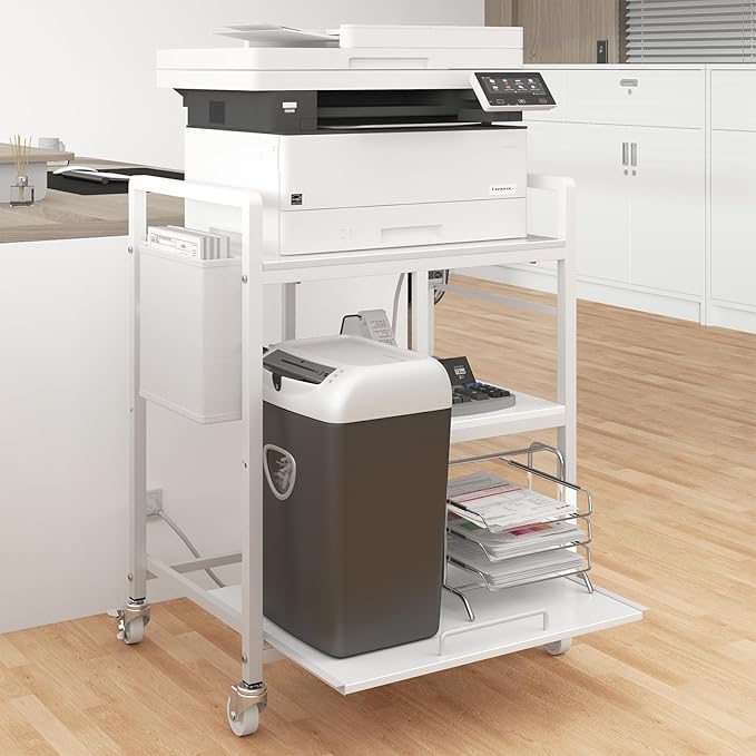 Printer Stand with Storage Tall Large Printer Table with Wheels Heavy-Duty Printer Rolling Cart for Home Office Rustic Brown