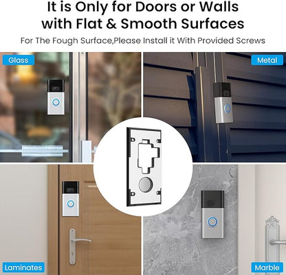 No-Drill Adhesive Doorbell Mount Compatible with Ring Video Doorbell (2nd Generation - 2020 Release), Door Mounting Holder Bracket Accessories for Apartments Office Houses (1 Pack)