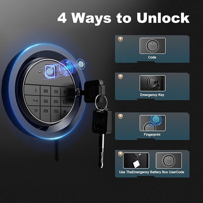 5 Gun Safe Biometric, Rifle Safes for Home, Gun Cabinet with Dual Alarm System, Rifle Gun Safe with Removable Gun Rack, Shotgun Safe with 4 Ways to Open