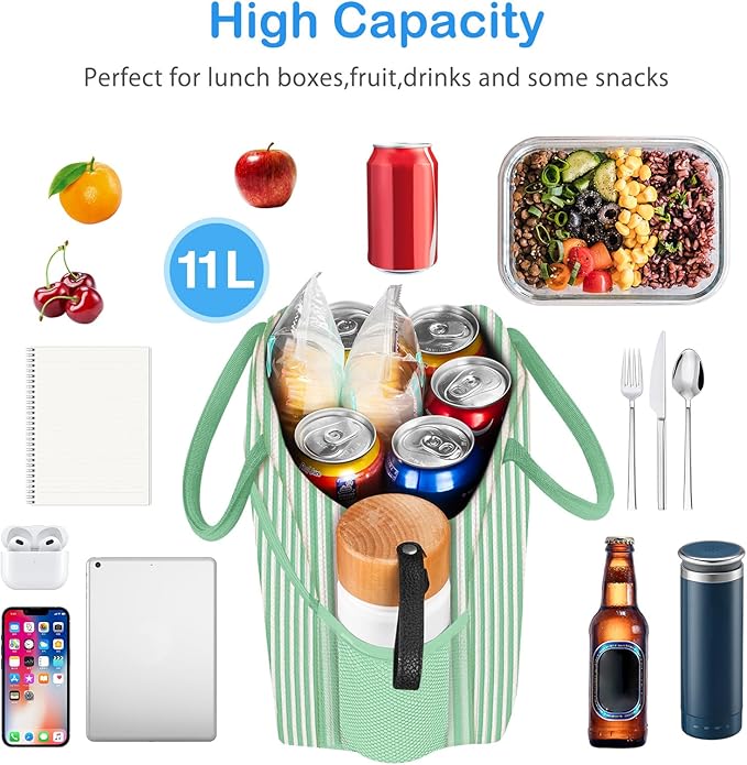 DALINDA Lunch Bag Lunch Box for Women Men,Corduroy Cute Insulated LunchBags,Water-Resistant Cooler Lunch Tote Bag, Reusable LunchBox Large Capacity for Work Travel Picnic