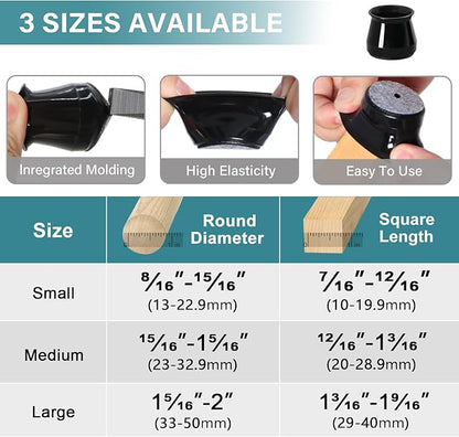 24 Pcs Chair Leg Floor Protectors Round, Silicone Felt Furniture Leg Pads Caps Covers for Hardwood Floors (Fit 1-5/16" to 2")