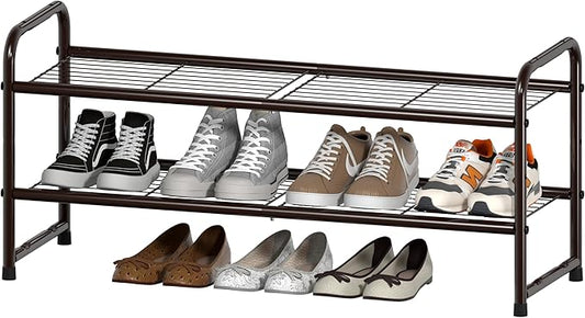 SUFAUY 2 Tier Shoe Rack, Closet Metal Shoe Rack Organizer Heavy Duty, Stackable, Bronze