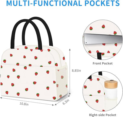 DALINDA Lunch Bag Lunch Box for Women Men,Cute Strawberry lunchbag Reusable Insulated Lunch Tote Bag