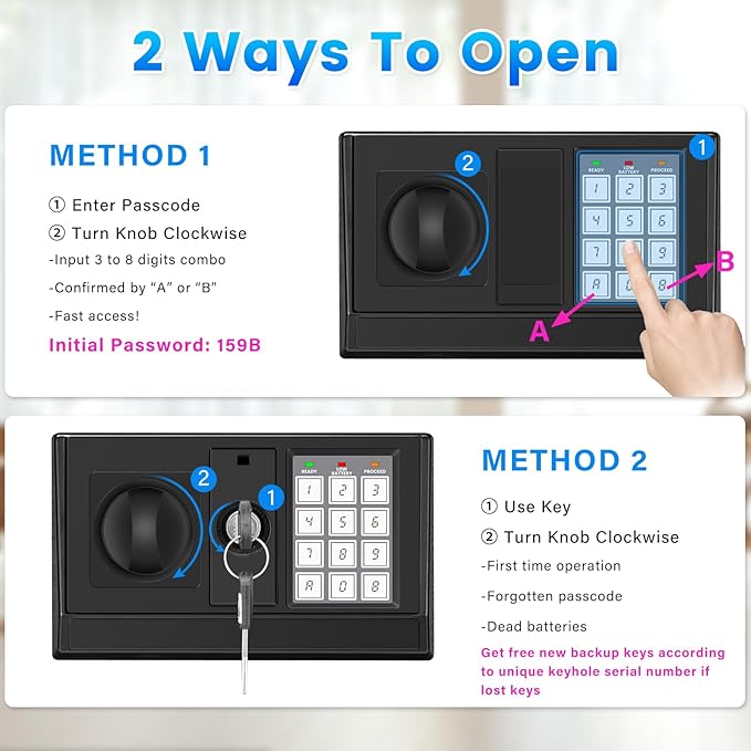 Large Home Safe 3.3 Cuft, Digital Security Safe Box with Smart Alarm System, Wall & Floor Mount Anti-Theft Safe, Removable Shelf & Mute Mode, Safe for Documents, Jewelry, Cash & Valuables