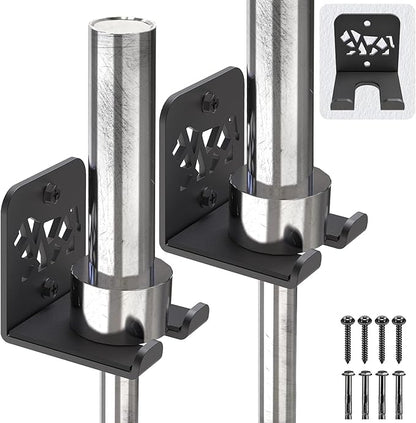 Kipika Versatile Wall Mounted Barbell Holder with Hooks Storage Rack for Barbell Bars Holds Under 33mm Bar Size and Fitness Accessories Space-Efficient Gym Organization for Home & Commercial Use