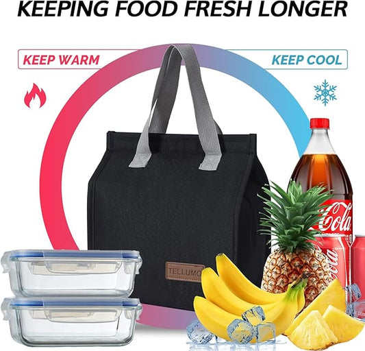 TELLUMO Lunch bag, Insulated Lunch Bag for Women Men Large Lunch Box Container Reusable Leakproof Tote for Office, Work, School, Beach or Travel (Dark)