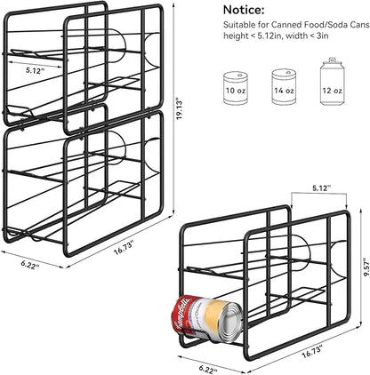 MOOACE 4 Pack Can Dispenser Rack, Stackable Can Storage Organizer Holder for Canned Food Kitchen Cabinet Pantry Countertop, Black