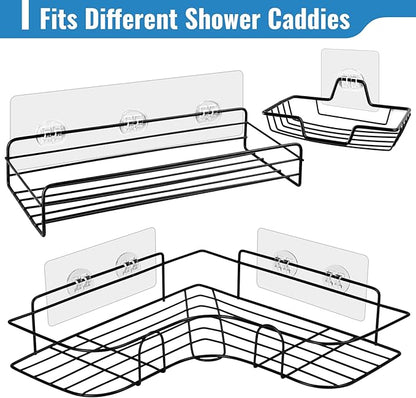 15 Pack Shower Caddy Adhesive Replacement - Strong No Drilling Shower Shelf Adhesive Hooks for Bathroom Storage Shelves & Kitchen Racks, 3 Sizes Included