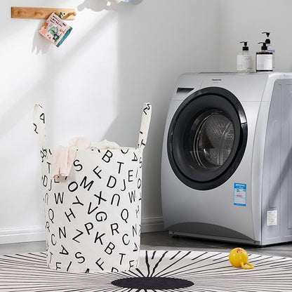 Large Storage Basket for Girls and Boys, Collapsible Laundry Hamper with Long Handles, Toy Bins for Nursery, Kids Room Décor