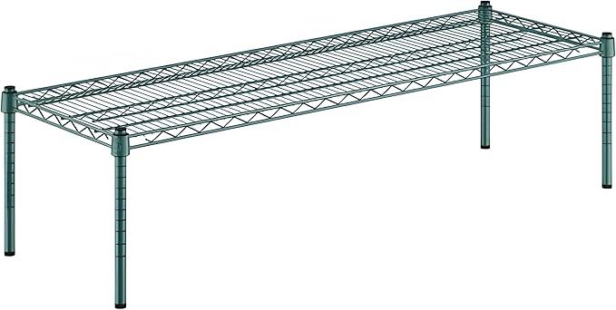 18" x 54" x 14" Green Epoxy Wire Storage Shelf, Dunnage Rack, Commercial 1 Tier Small Shelf