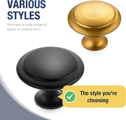 JOY DECOR 10 Pack Matte Black Cabinet Drawer Hardware 30mm Kitchen Cabinet Knobs Drawer Pulls with Installation Screws for Dressers Kitchens Cupboard