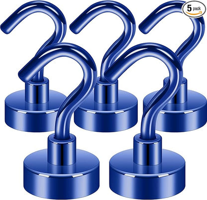 Neosmuk Magnetic Hooks, Cruise Ship Essentials, 30lb+ Heavy Duty Magnetic Hooks for Cruise Cabins, Refrigerator, Grill, Hanging, and Travel | Extra Strong Must-Haves Magnet Hook,Navyblue,5 Pack