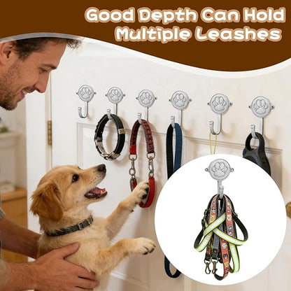 6PC Dog Paw Hooks Wall Mount Pet Leash Hook Cat Leash Holder for Wall Cute Coat Hooks Key Holder for Entryway Hallway Kitchen Office, Great Gift for Dog and Cat Lovers(Antique Silver)