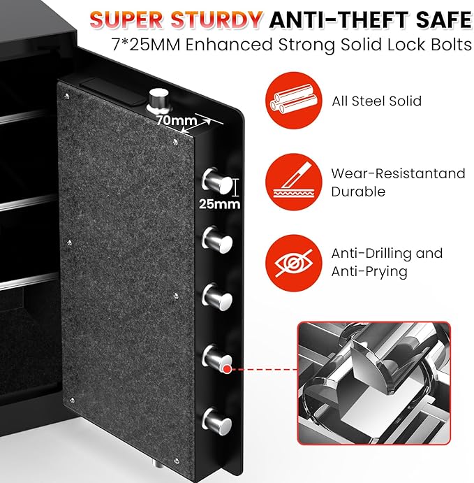 35 Mins Fireproof Safe - 6.5 Cu Ft Home Safe Box, Fire Proof Safes, Security Safe Box with Digital Keypads for Home Office, Cash, Files,Keypad