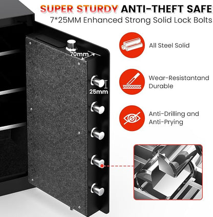 35 Mins Fireproof Safe - 6.5 Cu Ft Home Safe Box, Fire Proof Safes, Security Safe Box with Digital Keypads for Home Office, Cash, Files,Keypad