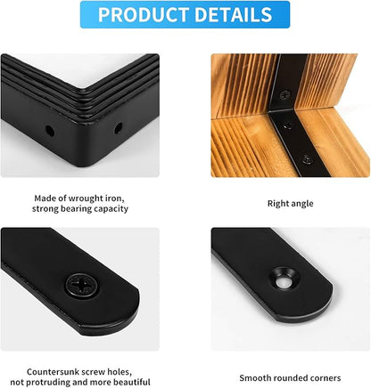 Shelf Brackets Corner Brace Black Steel L Brackets for Shelves Decorative Wall Mount Joint Angle Brackets for Shelf with Screws (3 x 3 Inch-16 Pack)