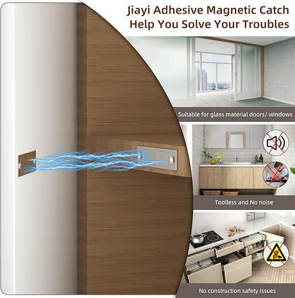 Cabinet Magnets Stick On Jiayi 4 Pack 30 LB Ultra Thin Invisible Magnetic Door Catch No Drill, Dual Magnet Door Closer Latch, Heavy Duty Strong Door Drawer Magnet for Kitchen Wardrobe Closet Closure