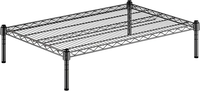 24" x 36" x 8" Black Epoxy Wire Storage Shelf, Dunnage Rack, Commercial 1 Tier Small Shelf