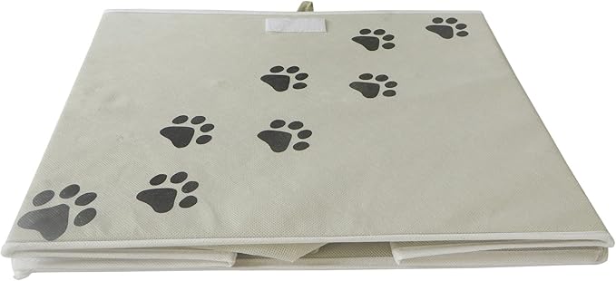 Feline Ruff Large Dog Toys Storage Box. 16" x 12" inch Pet Toy Storage Basket with Lid. Perfect Collapsible Canvas Bin for Cat Toys and Accessories Too! (Tan)