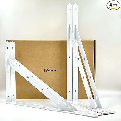 Shelf Brackets Heavy Duty, 4 Pack White 20 inch Floating Shelf Bracket, Max Load 300 lbs of Metal Triangle Decorative Shelf Support Brackets for Wall Mount