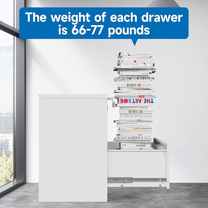 2 Drawer Lateral File Cabinet Metal Filing Storage Cabinet with Lock Office Home Steel File Cabinet for A4 Legal/Letter Size File Cabinet Locked,Assembly Required (2 Drawer, White)