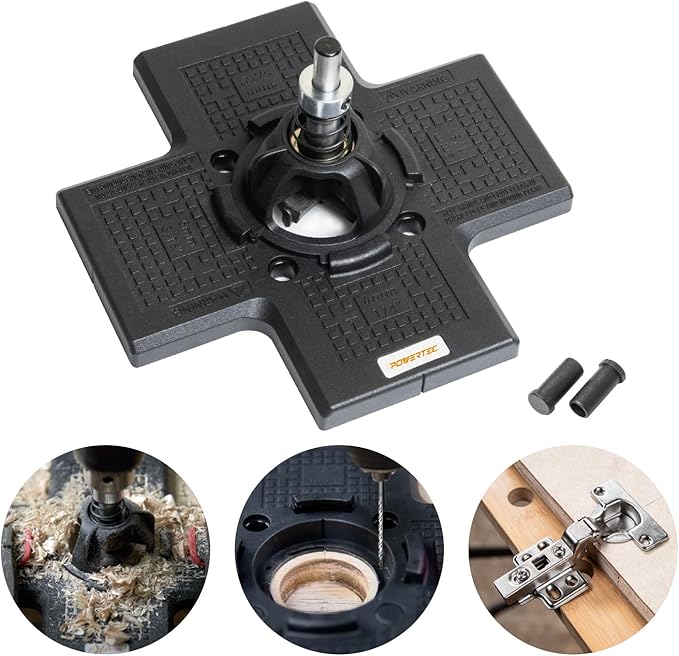 POWERTEC 72225 Cabinet Hinge and Hardware Jig Kit, Concealed Hinge Jig and Drawer Jig for Installing Pulls, Knobs, Handles on Cabinet and Drawer, Cabinet Door Mounting & Cabinet Hinges Installation