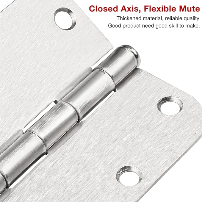 6 Pack Nickel Door Hinges Brushed Nickel 3 1/2 Interior Door Hinges Satin Nickel 3.5 Inch with 5/8” Radius Corners 3 ½"x 3 ½" Silver Hardware Controls JIW Garage Factory