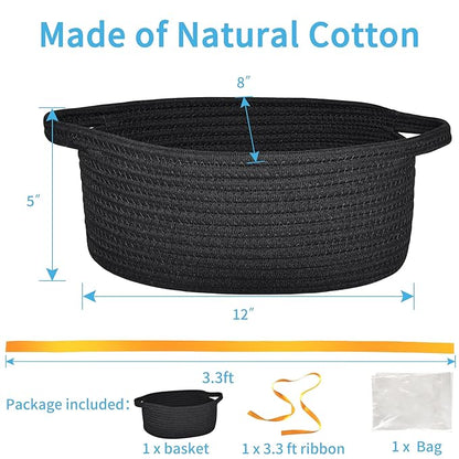 ABenkle Small Basket with Gift Bags and Ribbons, Empty Gift Baskets for Mother's Day, Decorative Boho Rope Woven Nursery Storage Organizer Toy Baskets with Handle for Baby Showers, 12"X 8" X 5"