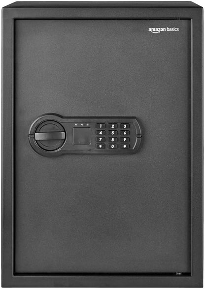 Amazon Basics Steel Home Security Safe Box with Electronic Keypad Lock for Documents, Jewelry, Valuables, 1.8 Cubic Feet, Black, 13.8"W x 13"D x 19.7"H