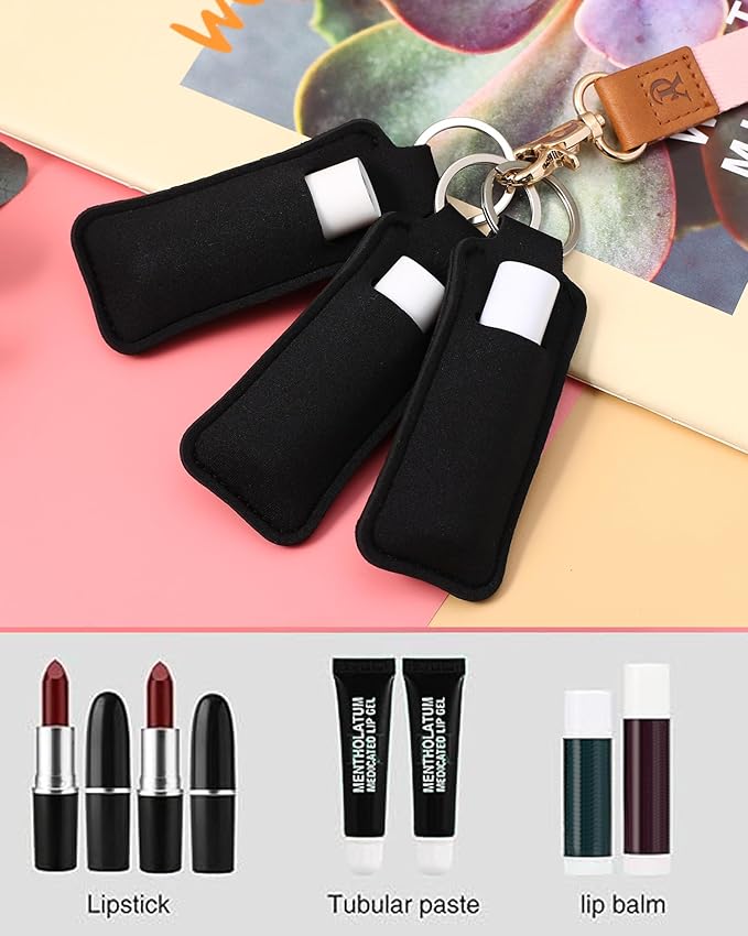 COOKOOKY Chapstick Holder Keychain Cute Lip Balm Keychain Holder with Clip
