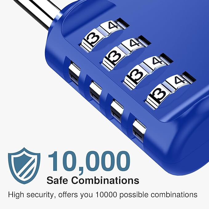 Puroma 2 Pack Combination Lock for Locker 4 Digit Outdoor Waterproof Padlock for School, Gym, Sports, Fence, Toolbox, Gate, Case, Outdoor, Hasp Storage (Blue)