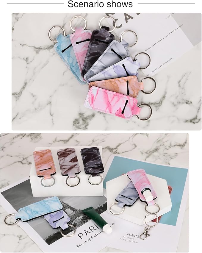 Chapstick Holder Keychain Lip Balm Holder Lipstick Sleeve Pouch Lip Gloss Holder Stocking Stuffers Gift for Women