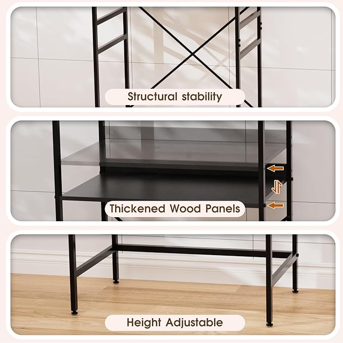 Mini Fridge Shelf Mini Fridge and Microwave Stand Over Mini Fridge Storage Rack Height Adjustable Microwave and Fridge Stand Suitable for Dorm, Kitchens, Offices, Black