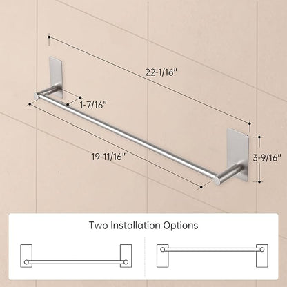 KES Adhesive Towel Bar 20-Inch Bathroom Towel Holder No Drill Stick on Towel Hanger Contemporary Style Wall Mount SUS 304 Stainless Steel Brushed Finish, A7000S50B-2