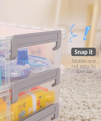 Sooez 6 Pack Extra Large Pencil Box, Plastic Pencil Case Crayon Box Bulk, Clear Marker Organizer Plastic Containers with Lid, Stackable Storage Boxes for Craft, Pen, Art, School Supply, Blue