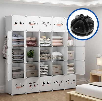 Hordion 32pcs Cube Connectors, Wire Grid Cube Organizer Connector Plastic Storage Cube Connectors for Modular Closet Storage Organizer and Wire Shelf, Black