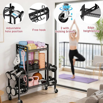 Weight Rack for Home Gym Storage, Sports Equipment Organizer, Workout Exercise Equipment Storage, Dumbbell Kettlebell Rack Organization for Home Gym, Garage Sports Equipment Organizer