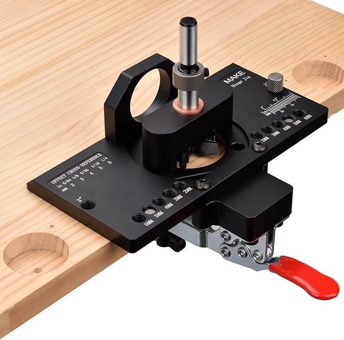 Metal Concealed Hinge Jig with Quick Clamp and Dust Vacuum Adapter - 35mm Cabinet Hinge Drilling Jig for Woodworking Door Cabinet Hinges Mounting Tool