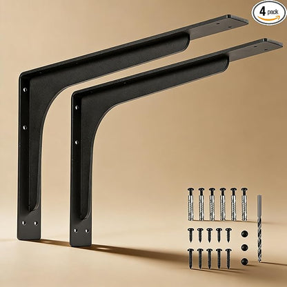 24 inch x14 inch Shelf Support Bracket Heavy Duty, L Shelf Brackets ,max Load 300lbs, , Metal Brackets for Shelves, Counter Bracket ,Corner Brace,Pack of 2. (24 "x 14.2 " Supporting Bar )