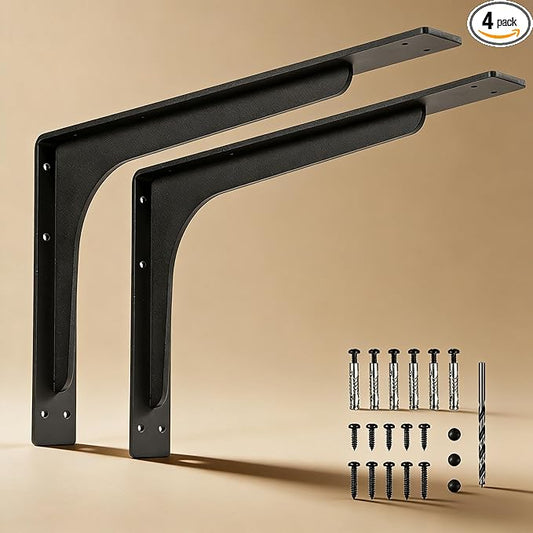 24 inch x14 inch Shelf Support Bracket Heavy Duty, L Shelf Brackets ,max Load 300lbs, , Metal Brackets for Shelves, Counter Bracket ,Corner Brace,Pack of 2. (24 "x 14.2 " Supporting Bar )